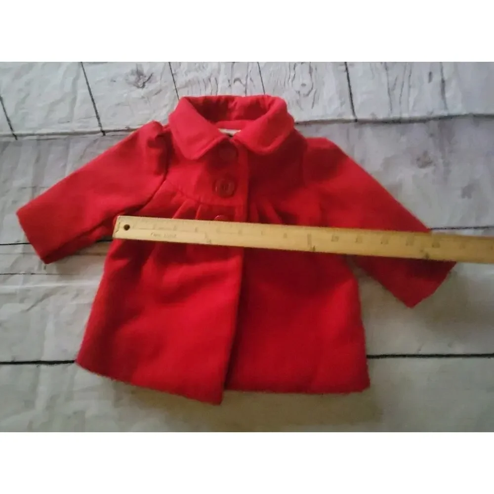 Old Navy Toddler Girls Red Christmas Pea Coat Size 3-6 Months